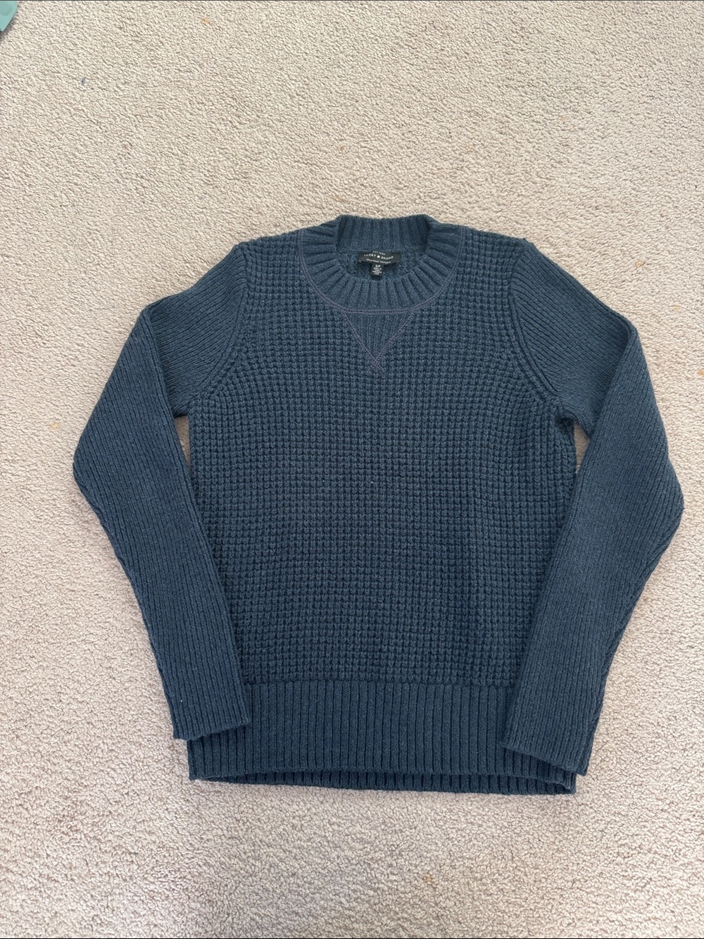 Lucky Brand Women’s Dark Teal/Navy Textured Crewneck Sweater